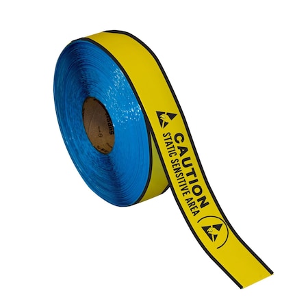 Superior Mark Floor Marking Message Tape, 2in x 100Ft, CAUTION STATIC SENSITIVE AREA IN-50-624I
